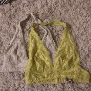 lime green and white bralette